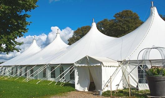 high-quality portable toilets stationed at a wedding, meeting the needs of guests throughout the outdoor reception in Lutherville Timonium